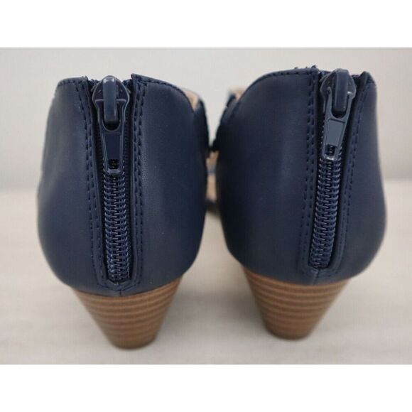 Charter Club Women's Sz 8 M Navy Ginifur 2 Faux Leather Strappy Wedge Sandals - Picture 8 of 11